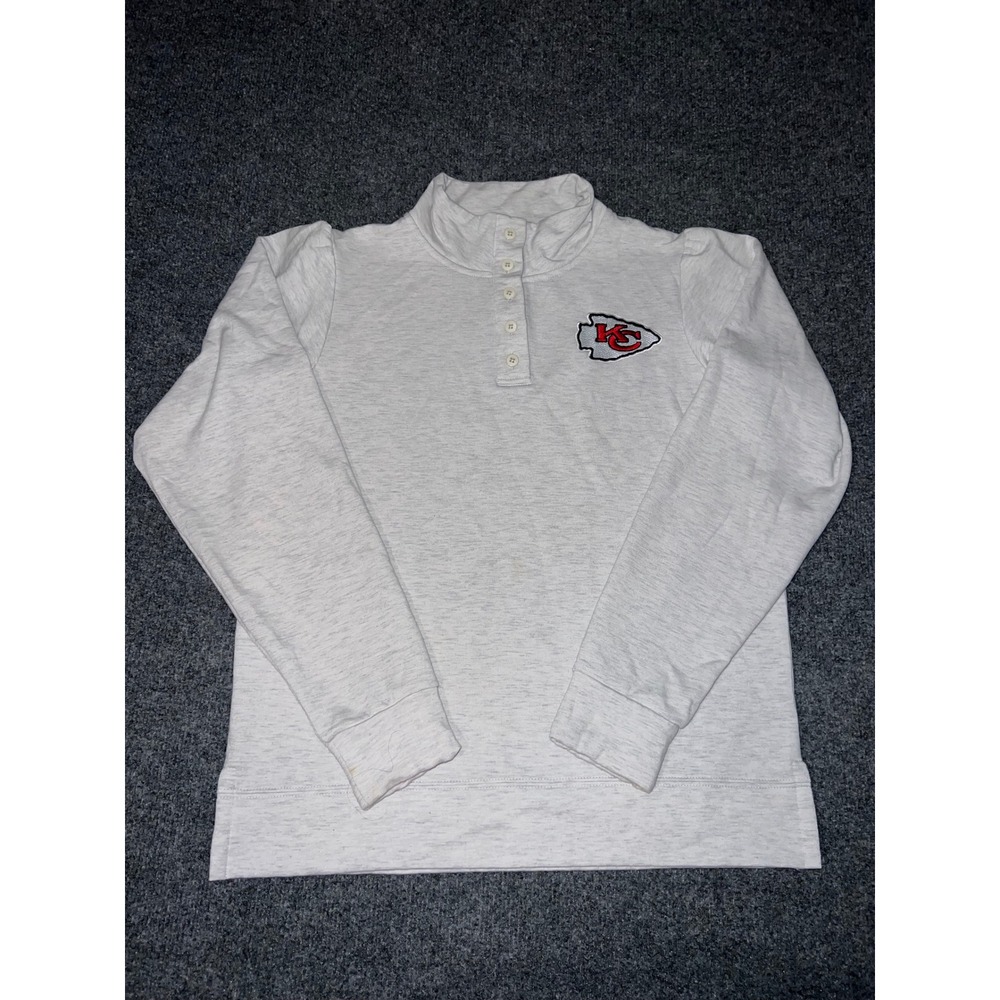 NFL Team Apparel Kansas City Chiefs Women Small Gray Mock Neck Sleepwear Top